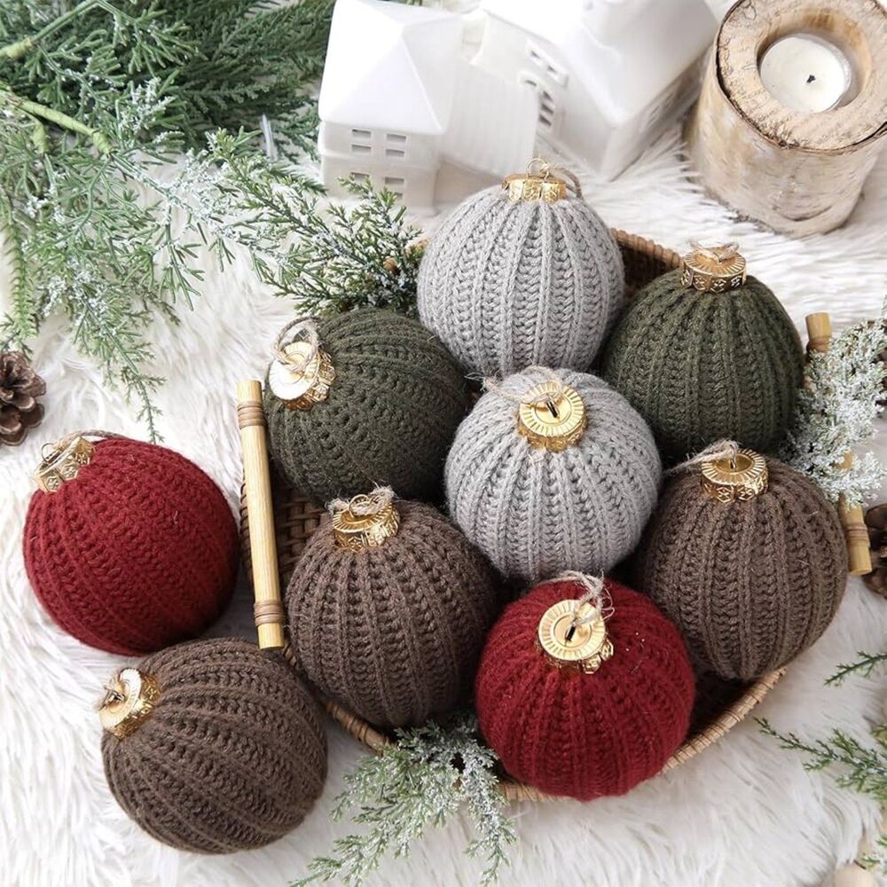 Set of 8 Crochet Christmas Tree Ornaments NEW